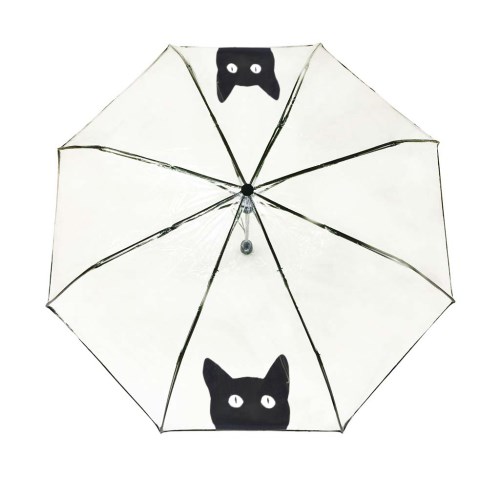 Smati Paraplu Chat Compact Transparent Cat Black