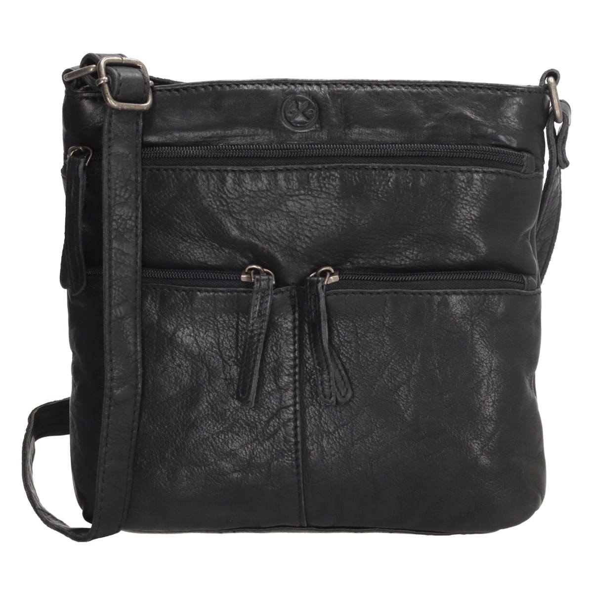 Hide & Stitches Paint Rock Leather Shoulder Bag-Black