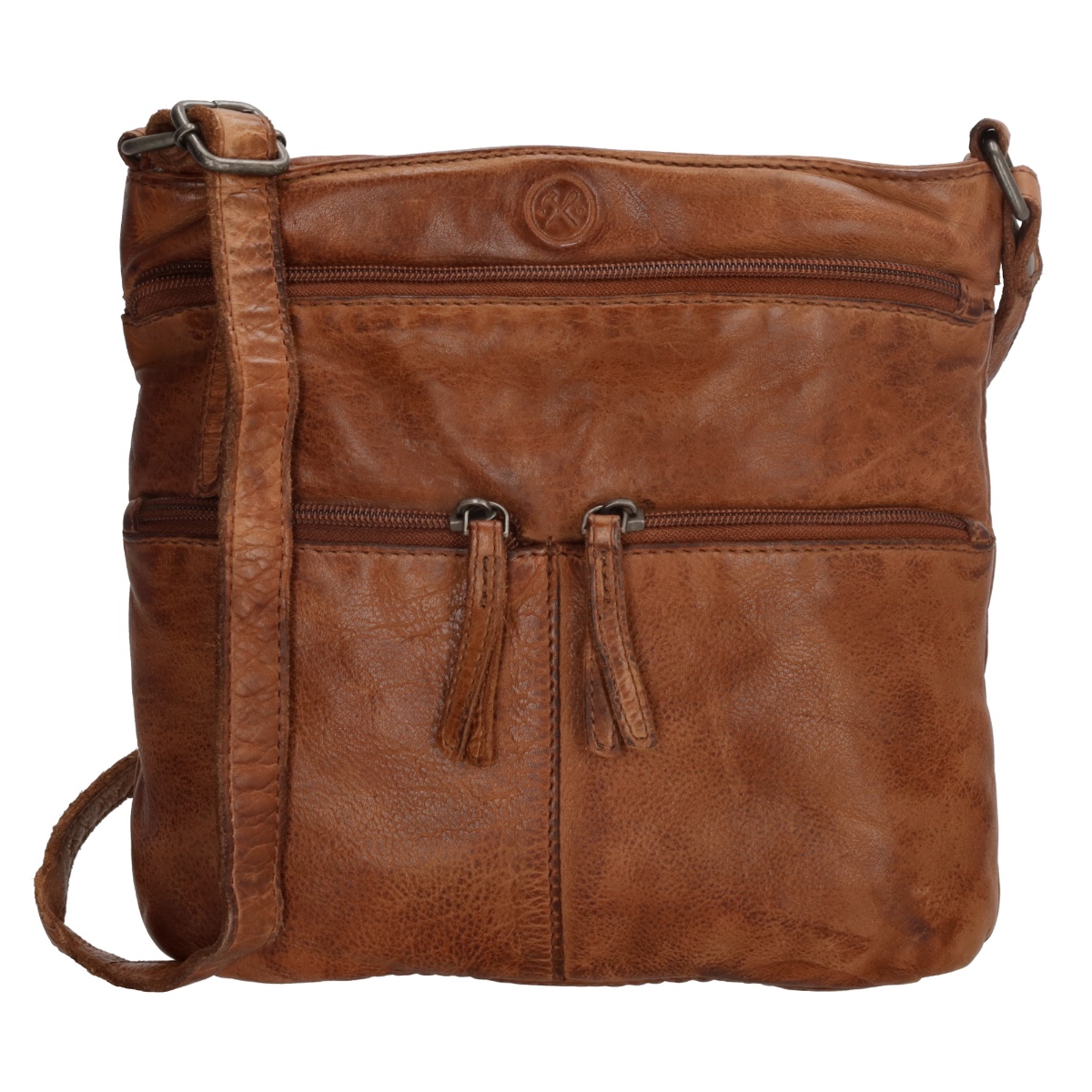 Hide & Stitches Paint Rock Leather Shoulder Bag-Cognac