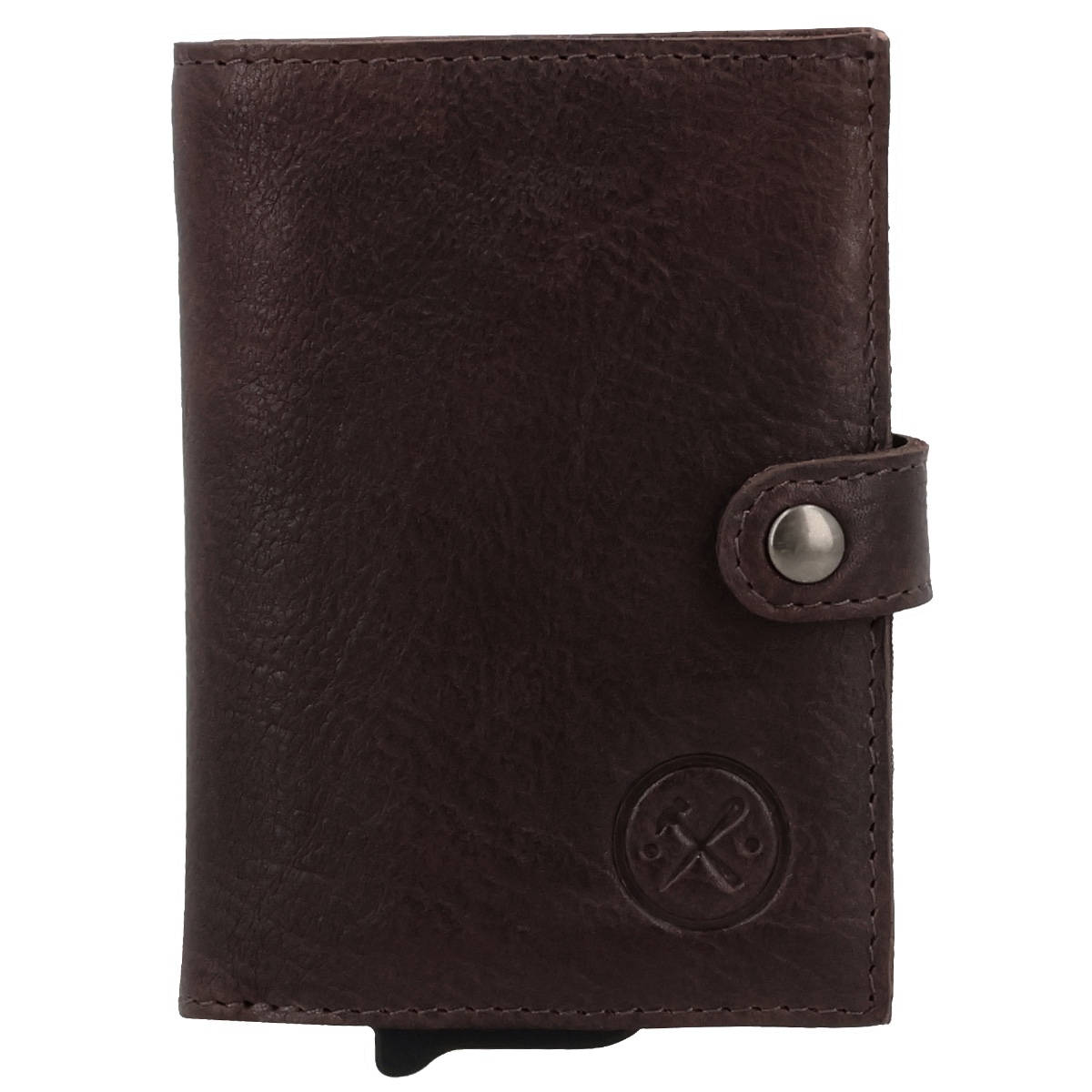 Hide & stitches paint rock safety wallet-Dark Brown