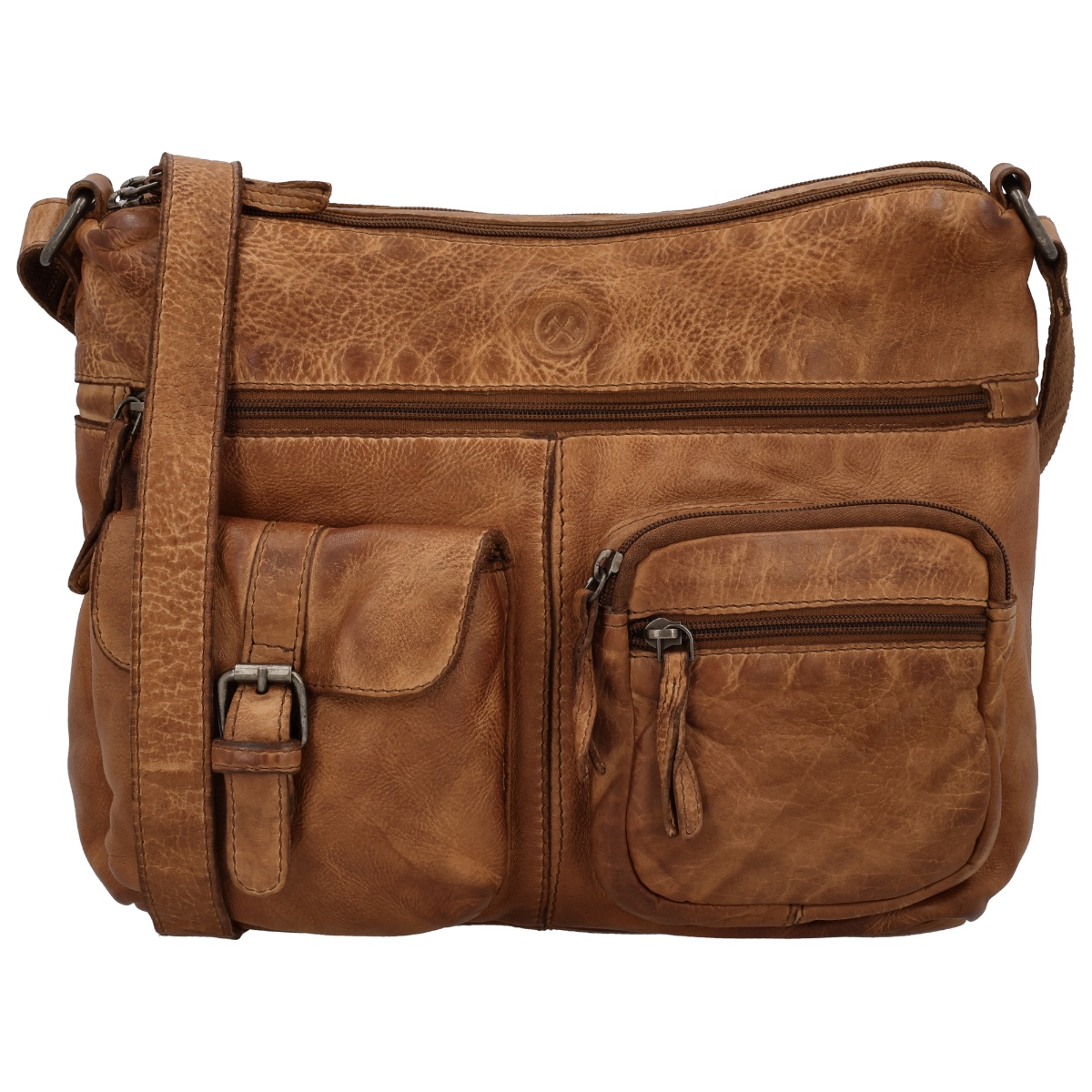 Hide & stitches paint rock crossbodytas-Cognac