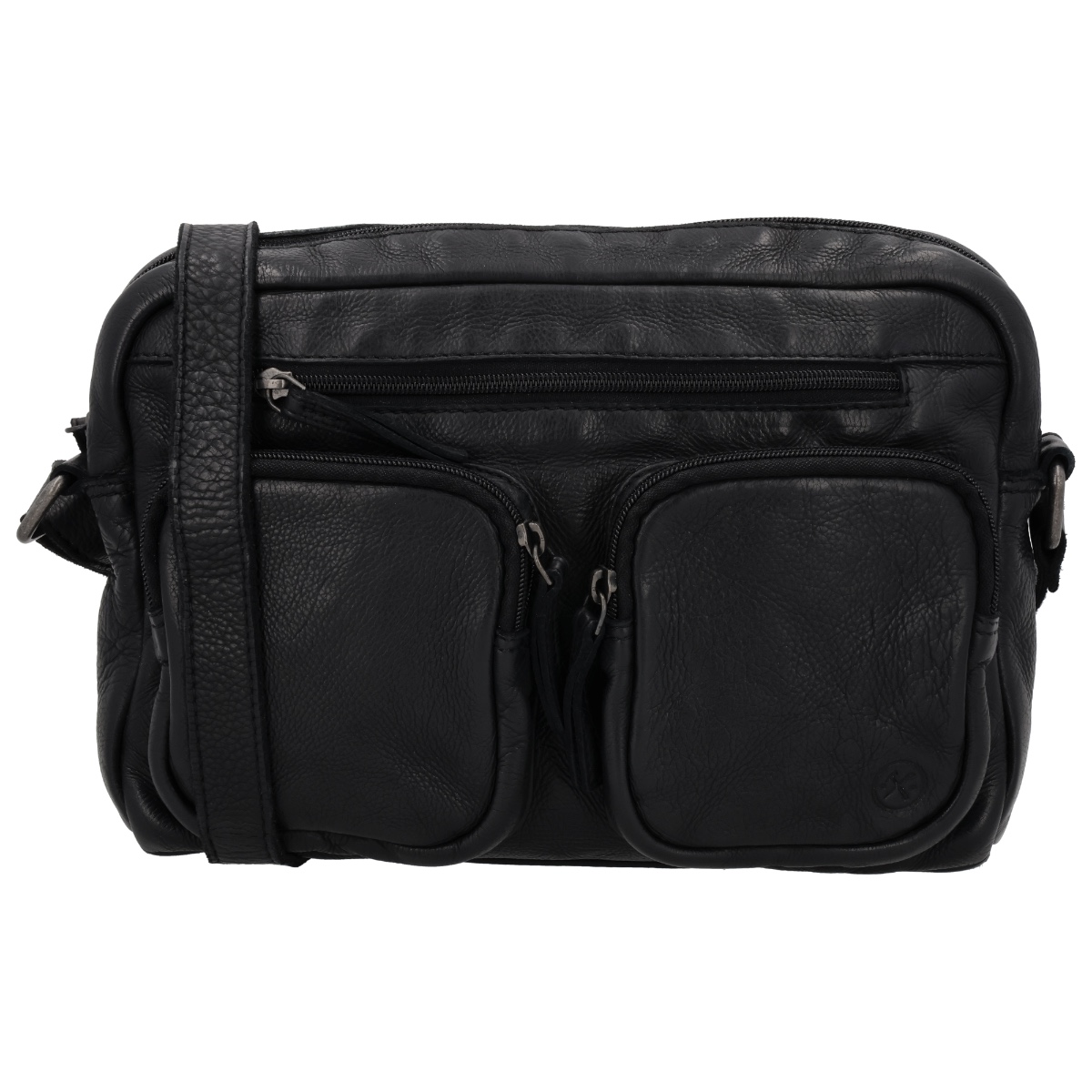 Hide & stitches paint rock schoudertas leer-Black