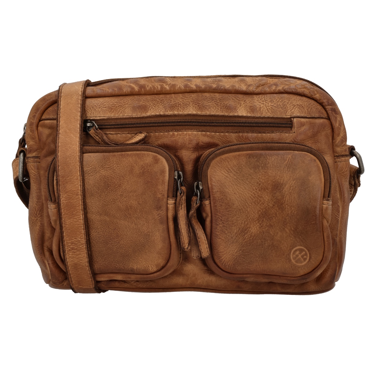 Hide & stitches paint rock schoudertas leer-Cognac