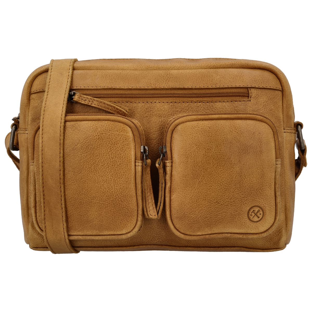 Hide & stitches paint rock schoudertas leer-Ocher Yellow