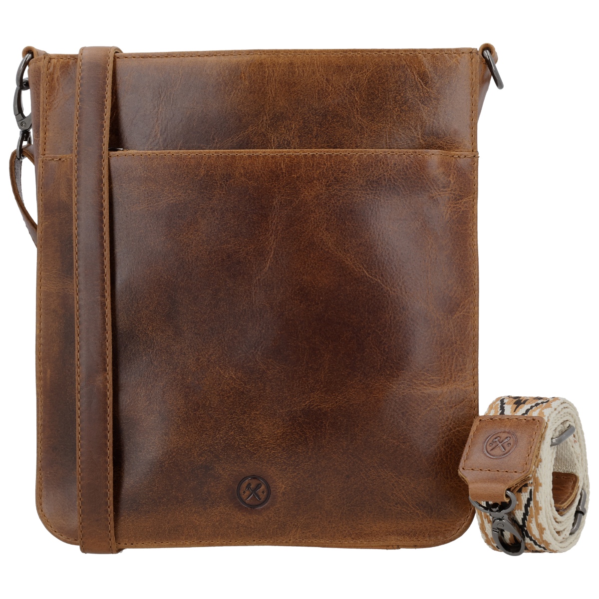 Hide & stitches next navajo schoudertas-Brown