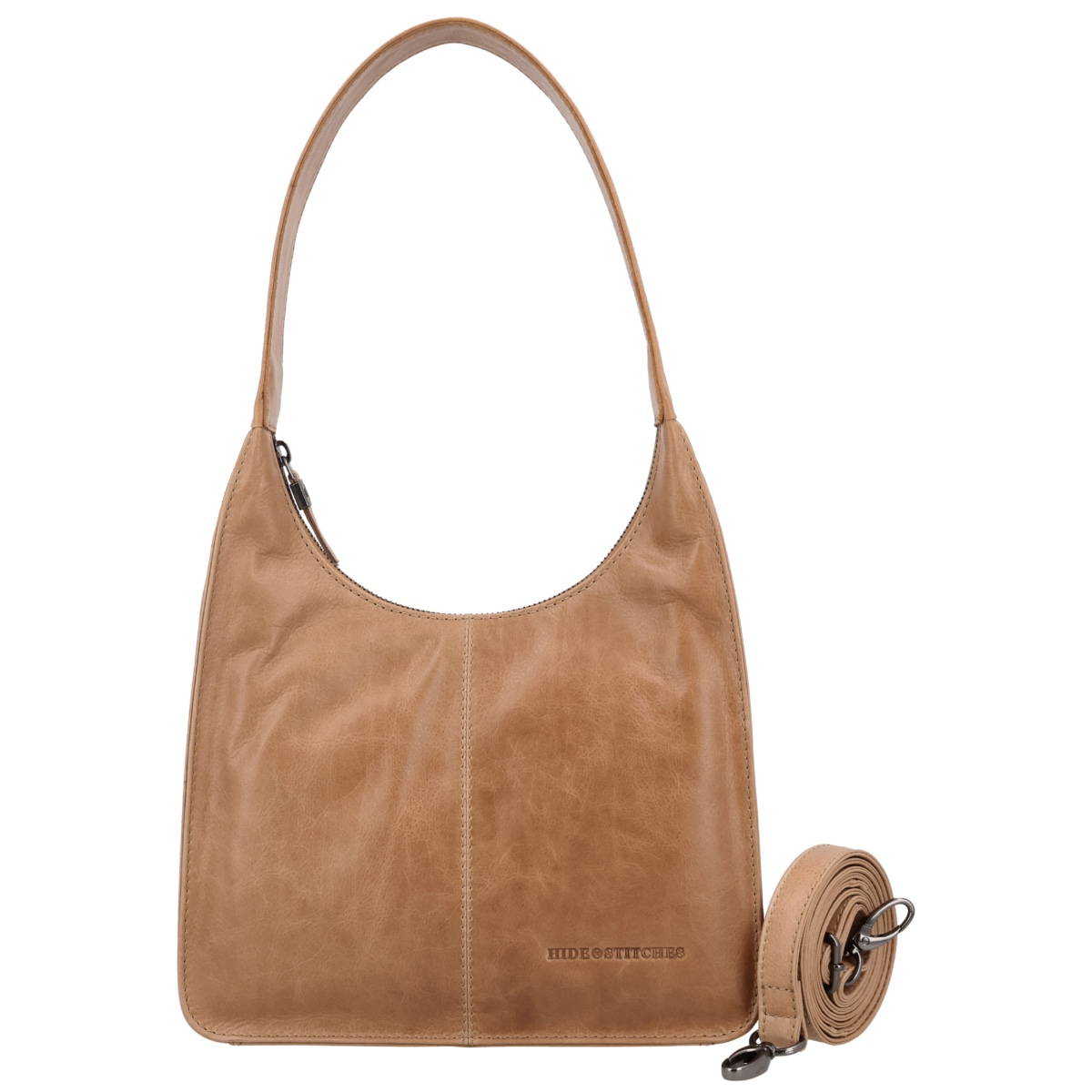 Hide & stitches porto leren schoudertas-Taupe