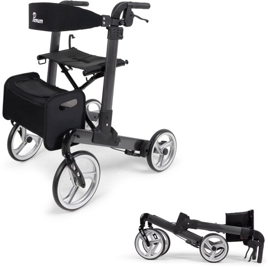 Parvum Luxo Large Rollator - Luxe dubbel opvouwbare rollator (6,9kg)-Antracite