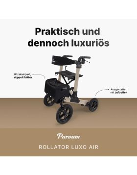 Parvum Luxo Air Rollator mit Luftreifen, zweifach faltbar, nur 6,9 kg