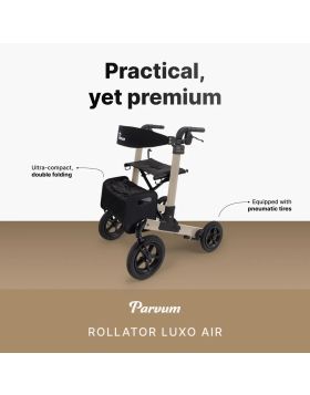 Parvum Luxo Air Rollator with Pneumatic Tyres, Double Folding, Only 6.9 kg