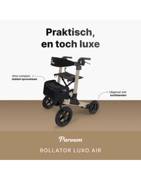 Parvum Luxo Air Rollator met luchtbanden, dubbel opvouwbaar, slechts 6,9 kg