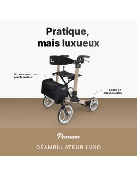 Déambulateur Parvum Luxo Large haut de gamme, pliable, seulement 6,9 kg