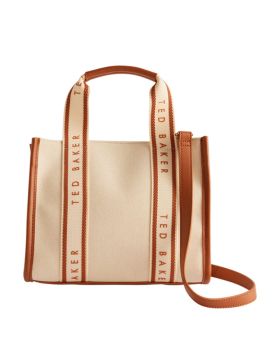 Ted Baker Georjea Branded Webbing Canvas Small Tote Natural