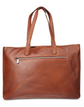 Plevier Livingstone laptop bag women 17 inch cognac