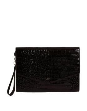 Ted Baker Wesslie Croc Effect Icon Envelope Pouch Black