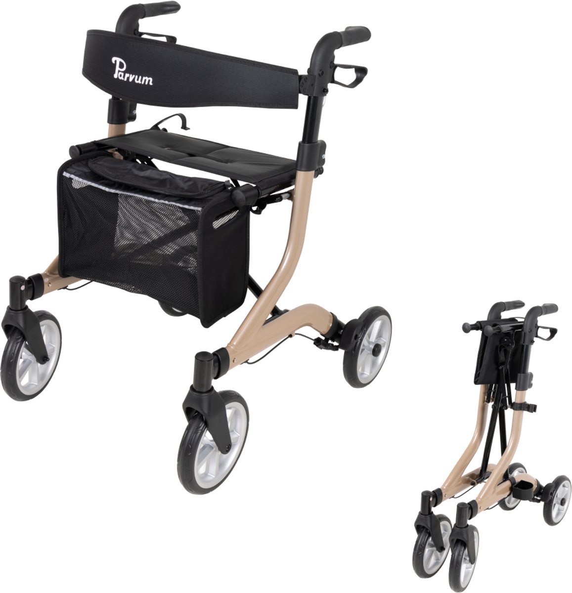 Parvum SuperLight Plus lichtgewicht rollator met zachte wielen, slechts 5,2 kg-Champagne