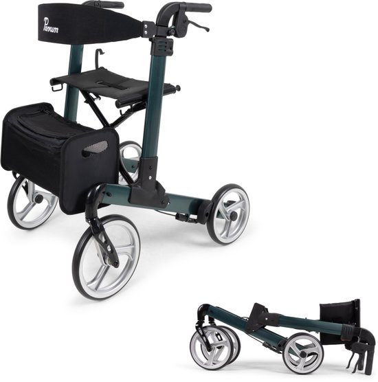Parvum Luxo Medium Rollator- Luxe dubbel opvouwbare rollator (6,9kg)-Petrol