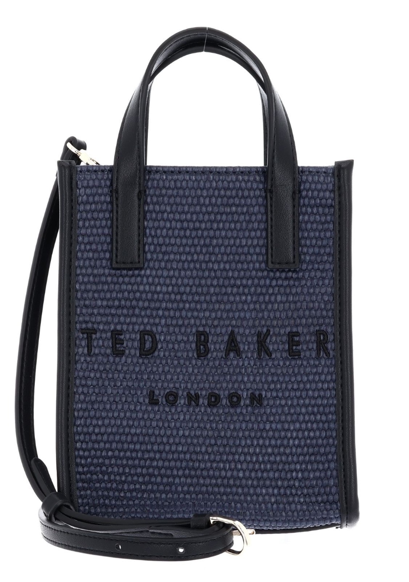 Ted Baker Paulii Faux Raffia Mini Icon Bag-Navy