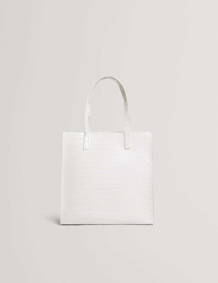 Ted Baker Wenella Croc Effect Large Icon Bag-Ivory
