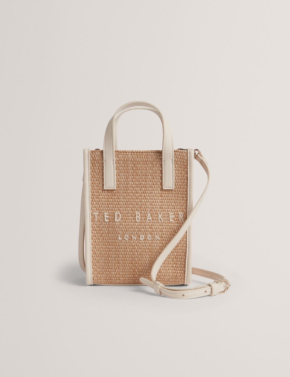 Ted Baker Paulii Faux Raffia Mini Icon Bag-Ivory