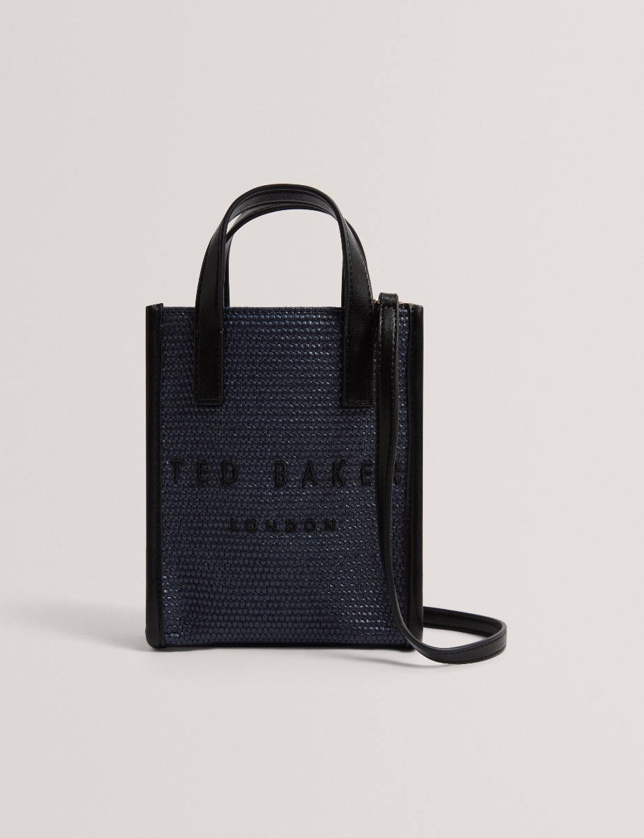 Ted Baker Paulii Faux Raffia Mini Icon Bag-Navy