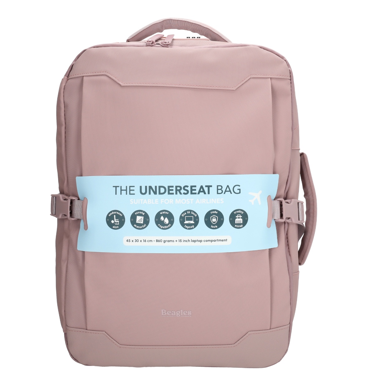 Beagles shikoku rugzak 15,6 inch underseat bag-Old Pink